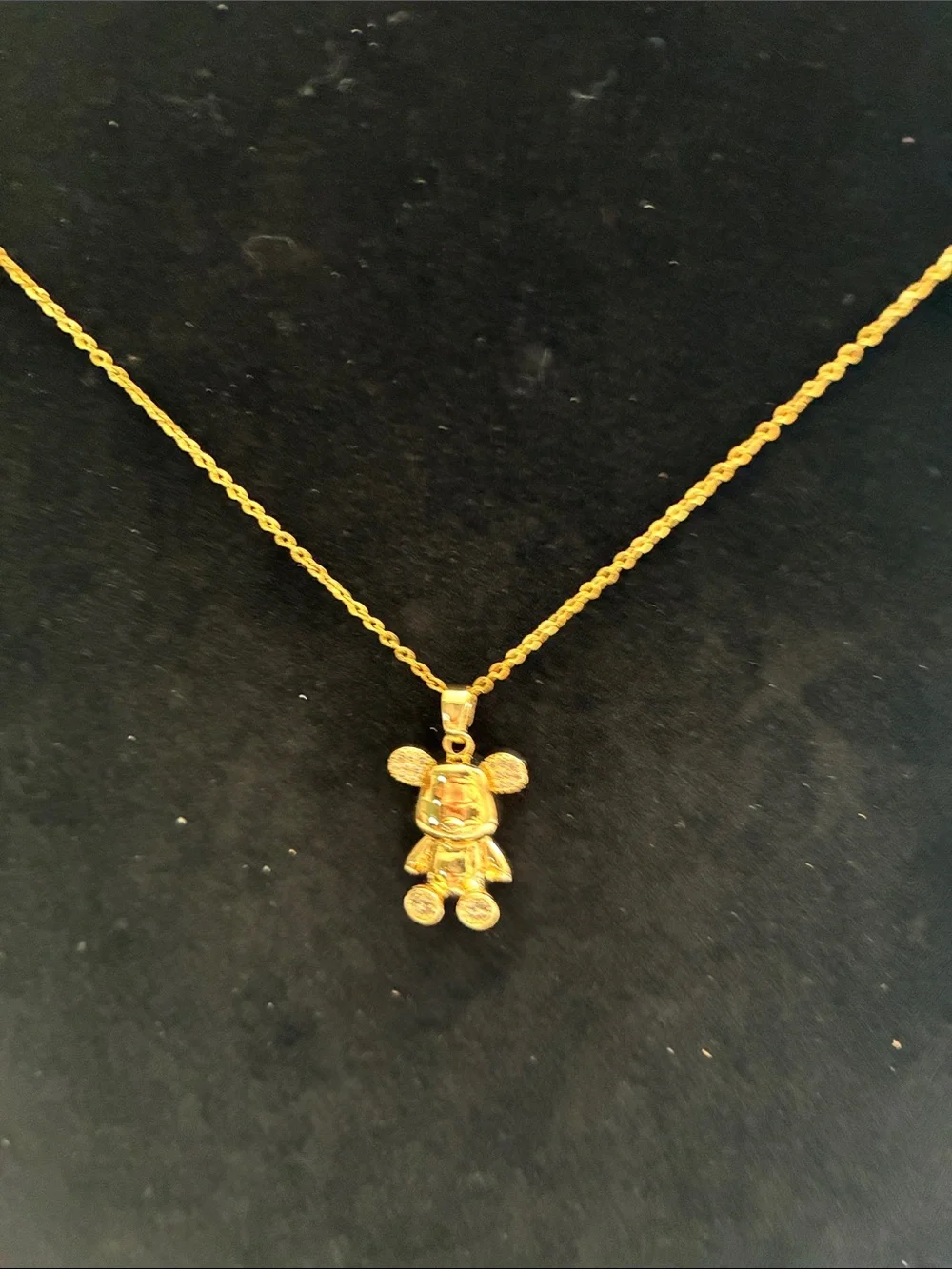 Gold Teddy Charm Pendant Necklace - Women's Jewelry